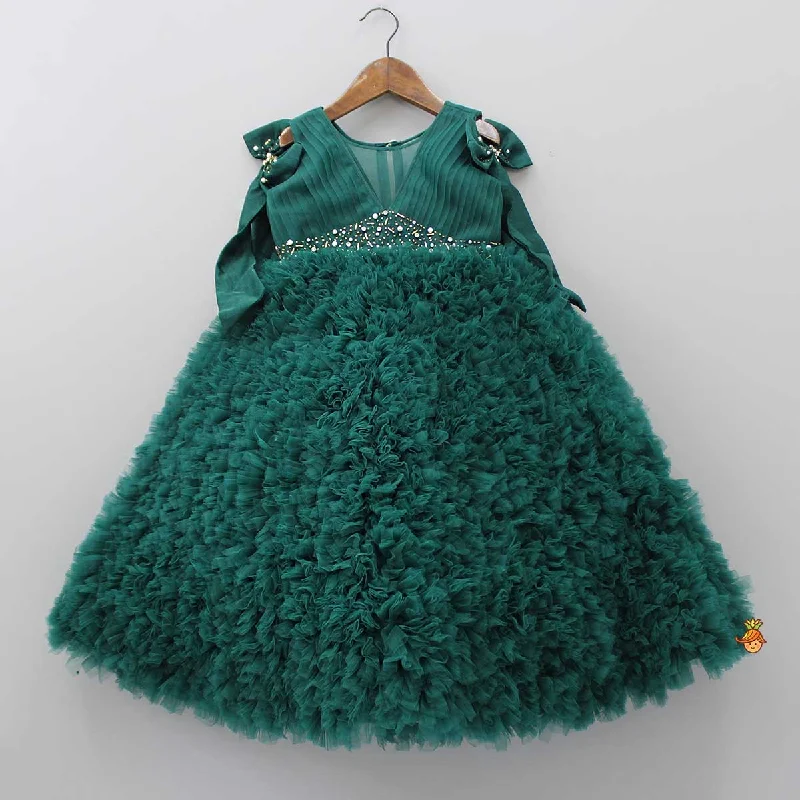 Women's Formal Event Attire Snag Fabulous Fashion Bargains Pleated Yoke Ruffled Green Fancy Gown Women's Formal Event Attire Snag Fabulous Fashion Bargains Pleated Yoke Ruffled Green Fancy Gown