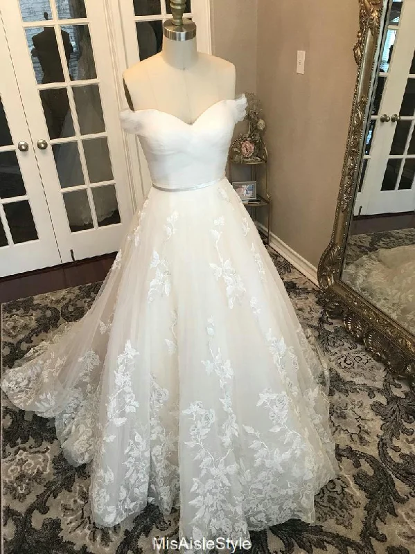 Women's Seasonal Clothing Cozy Chic Promotions Ball Gown Off Shoulder Sleeve Wedding Dress