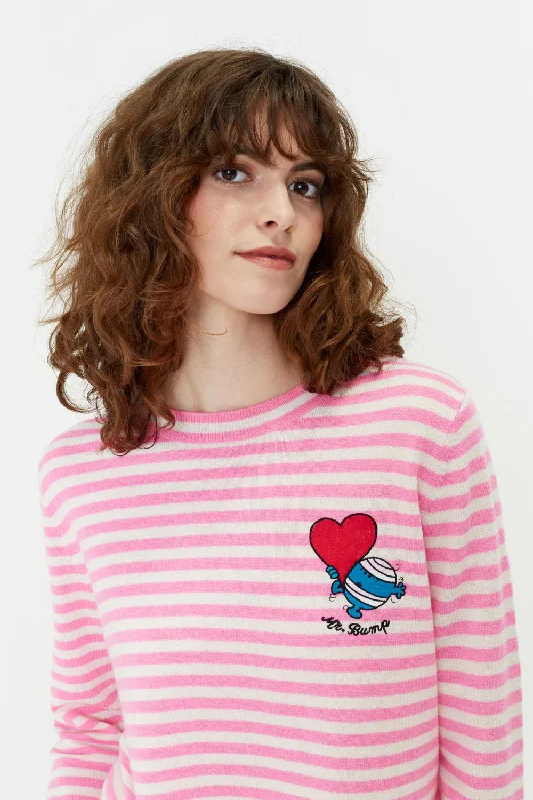 Women's Workout Garments New In This Season Pink Stripe Wool-Cashmere Mr. Bump Sweater Women's Workout Garments New In This Season Pink Stripe Wool-Cashmere Mr. Bump Sweater