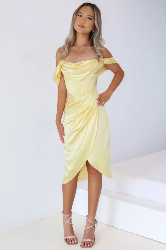 Women's Evening Clothes Fashion Forward Anastasia Midi Dress - Yellow