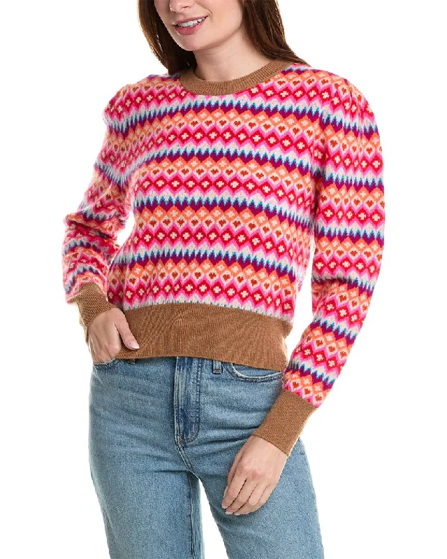 Women's Wedding Apparel Limited Time Offer Brodie Cashmere Farley Fairisle Puff Sleeve Cashmere Sweater Women's Wedding Apparel Limited Time Offer Brodie Cashmere Farley Fairisle Puff Sleeve Cashmere Sweater