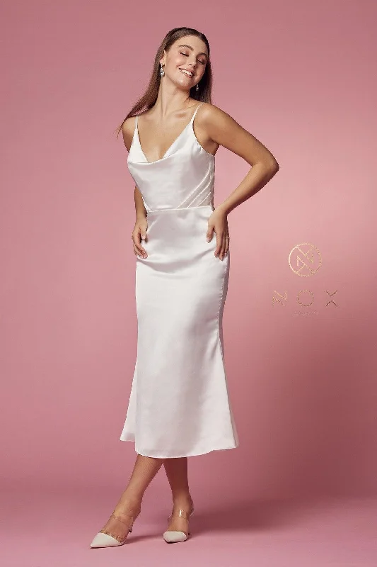 Comfortable Lounge Clothing Urban Fashion Cowl Neck Satin Wedding Dress