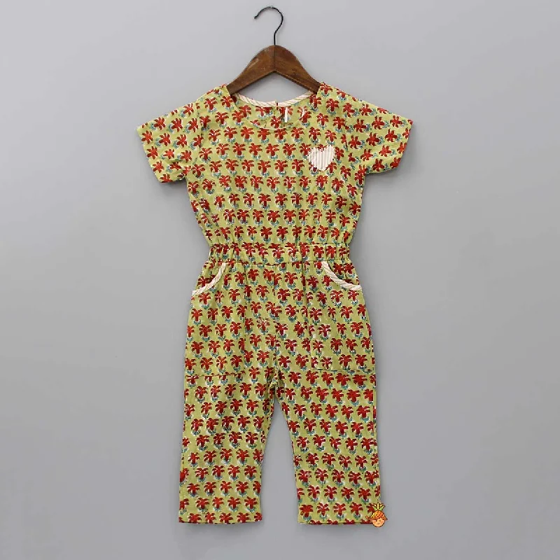 Stylish Women's Clothing Buy More, Save More Hand Block Printed And Heart Patch Detailed Jumpsuit