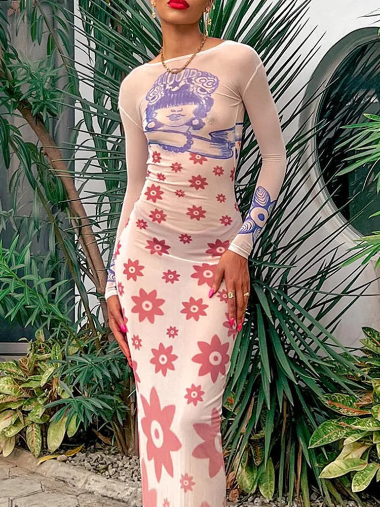 Women's Stylish Vacation Attire Stylish Savings FashionSierra - Spring Summer Women Flowers Print Bodycon Long Sleeve Vestidos 2024 Maxi Dress Women's Stylish Vacation Attire Stylish Savings FashionSierra - Spring Summer Women Flowers Print Bodycon Long Sleeve Vestidos 2024 Maxi Dress