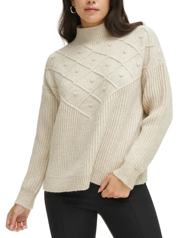 Women's Clothes And Apparel Sets Timeless Elegance Sale Womens Popcorn Stitch Mock Neck Pullover Sweater