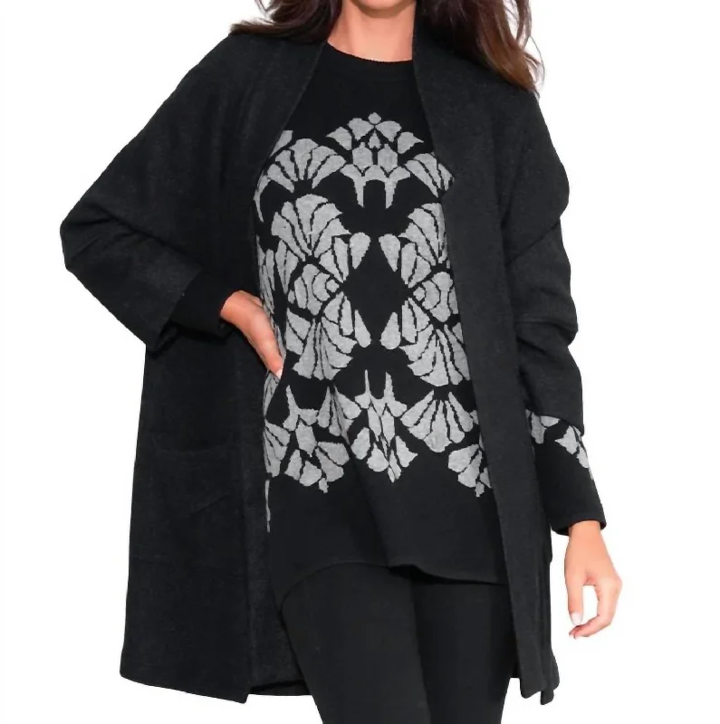 Women's Elegant Clothing Sets Luxury Fashion Cozy Up Coat In Black