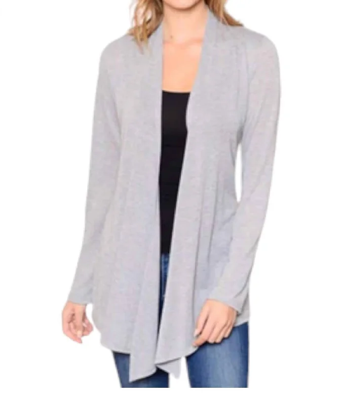 Women's Resort Garments Laid-Back Fashion Offers Soft Solid Cardigans In Heathered Grey Women's Resort Garments Laid-Back Fashion Offers Soft Solid Cardigans In Heathered Grey