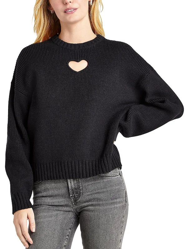 Women's Professional Garments Mega Sale Elisa Heart Womens Ribbed Knit Cut-Out Pullover Sweater