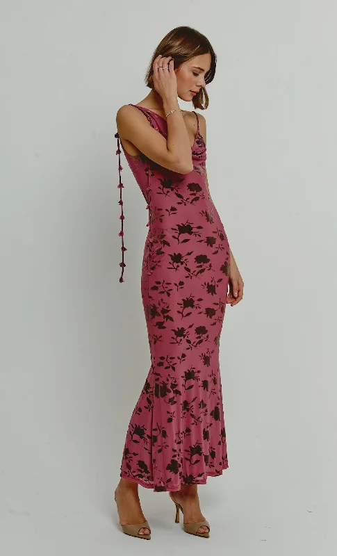 Modern Women's Apparel Snag Fabulous Fashion Bargains Mauve Burnt Devore Asymmetric Maxi Dress