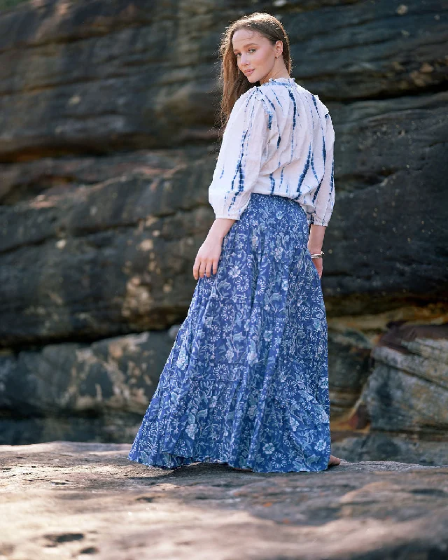 Trendy Athleisure Clothing For Women Final Sale Aqua Indian Rose Maxi Skirt
