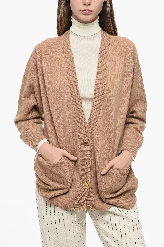 Women's Relaxed Clothes Unbeatable Deals Elisabetta Franchi Cashmere Blend DAILY Cardigan with Patch Pockets