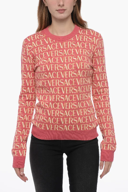 Plus-Size Women's Clothing Seasonal Clearance Versace Jacquard Sweater with Logo Pattern