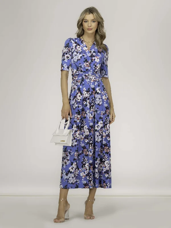 Women's Formal Clothes Easy Elegance Sales Beatrice Jersey Maxi Dress, Blue Floral