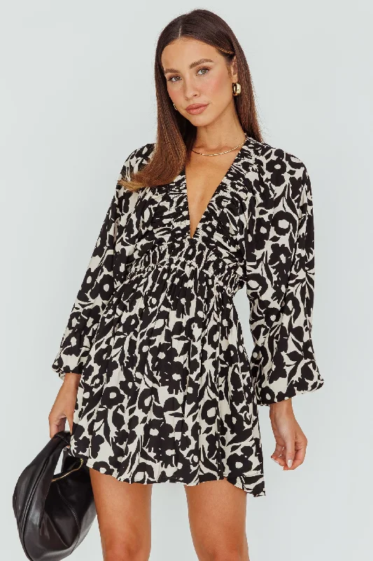 Women's Outdoor Attire Budget-Friendly Fashion Going Your Way Long Sleeve Mini Dress Floral Black Women's Outdoor Attire Budget-Friendly Fashion Going Your Way Long Sleeve Mini Dress Floral Black