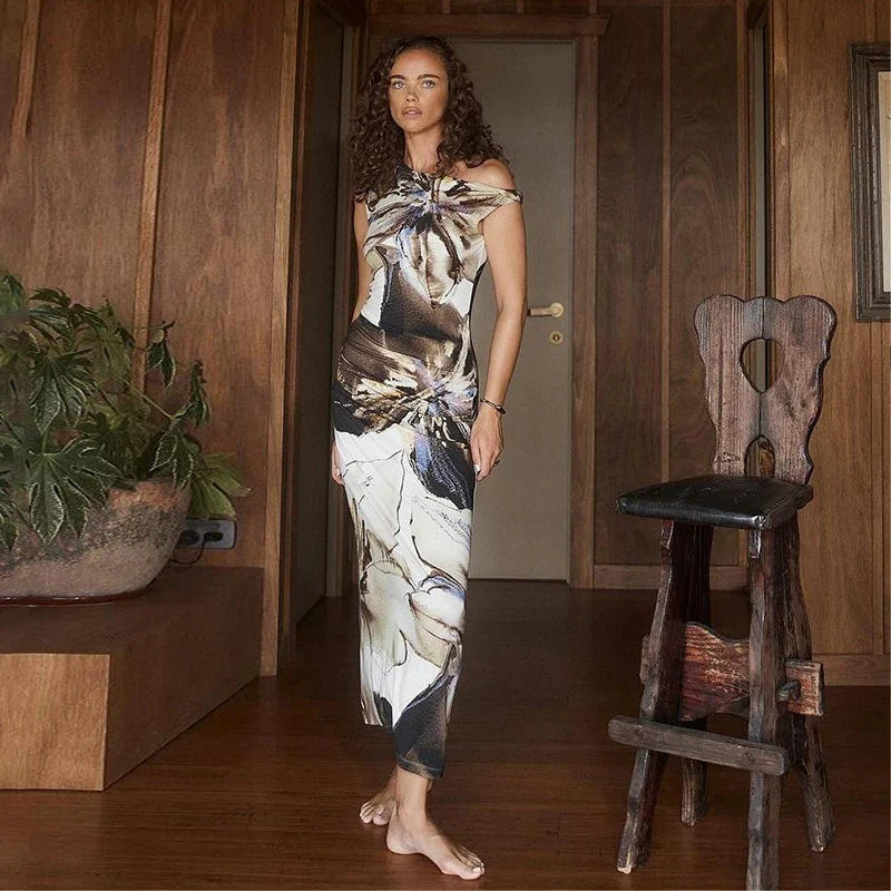 Women's High-Fashion Garments Classic Chic Deals Abstract Floral One Shoulder Elegant Wedding Party Summer Long Dress Women Maxi Dress Women's High-Fashion Garments Classic Chic Deals Abstract Floral One Shoulder Elegant Wedding Party Summer Long Dress Women Maxi Dress