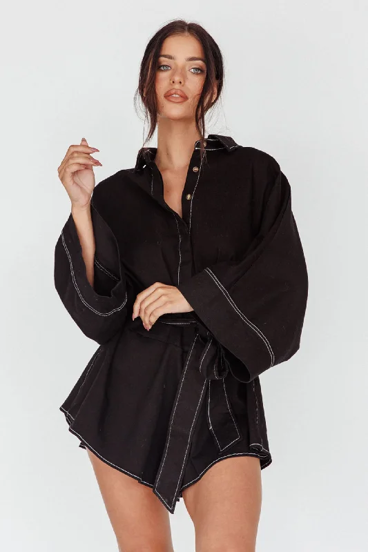 Women's Functional Outdoor Garments Romantic Fashion Discounts Daytona Beach Long Sleeve Shirt Romper Black Women's Functional Outdoor Garments Romantic Fashion Discounts Daytona Beach Long Sleeve Shirt Romper Black