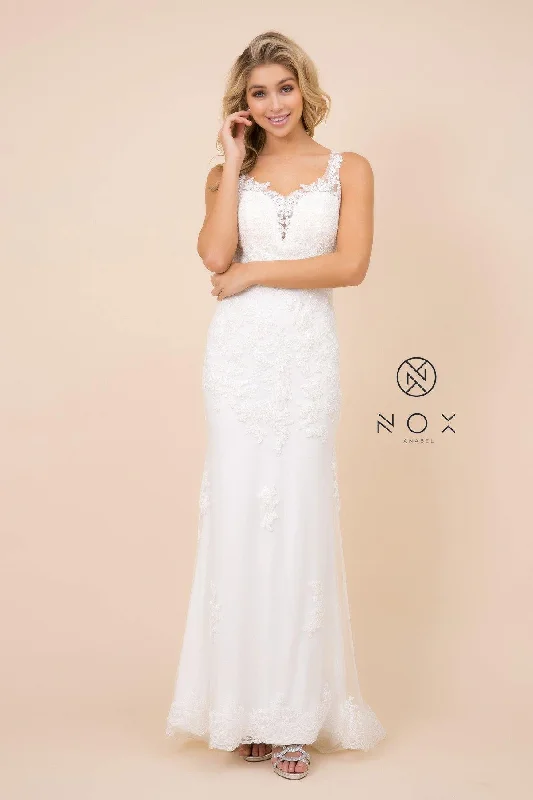 Women's Everyday Clothes Romantic Chic Deals Fitted Long Lace Applique Wedding Dress Formal