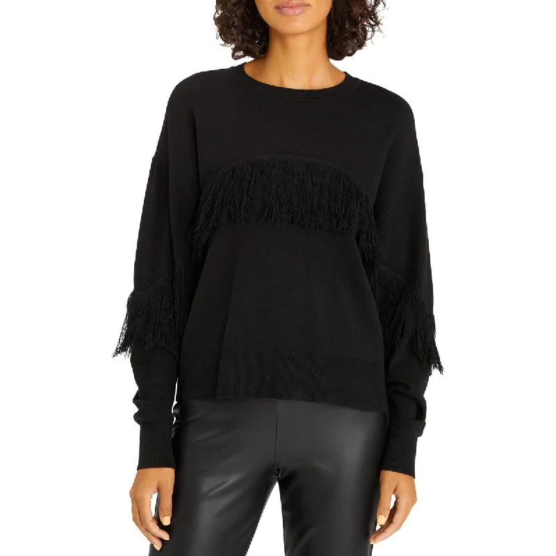 Women's Plus-Size Attire Essentials On Sale Social Hour Womens Ribbed Trim Knit Crewneck Sweater