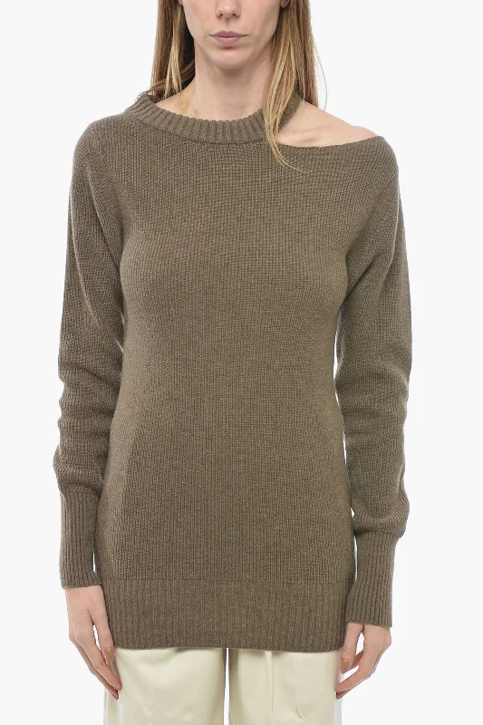 Fashionable Women's Clothing Special Offer For You Sacai Wool Oversized Sweater with Open Shoulder