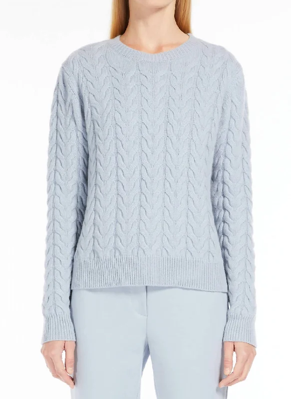 Women's Classic Outfit Urban Style Promotions Odessa Cable Cashmere Sweater In Light Blue Women's Classic Outfit Urban Style Promotions Odessa Cable Cashmere Sweater In Light Blue