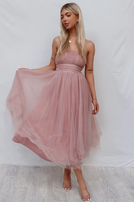 Women's Night-Out Clothes Exclusive Discount Maria Tulle Midi Dress - Blush Pink