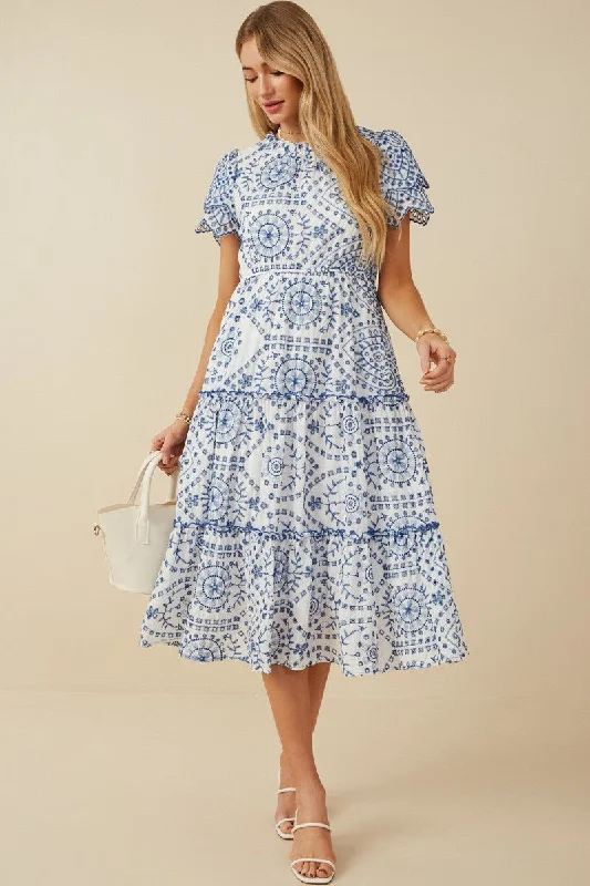 Women's Loungewear Clothes Fresh Styles, Fresh Deals Skyler embroidered modest midi dress in blue