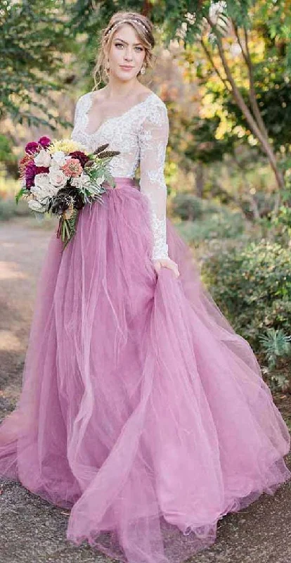 Women's Evening Clothes Embrace New Fashion A line Long Sleeve Colorful Wedding Dress Women's Evening Clothes Embrace New Fashion A line Long Sleeve Colorful Wedding Dress