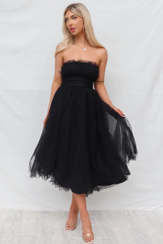 Affordable Luxury Women's Apparel Stay Ahead In Style Maria Tulle Midi Dress - Black