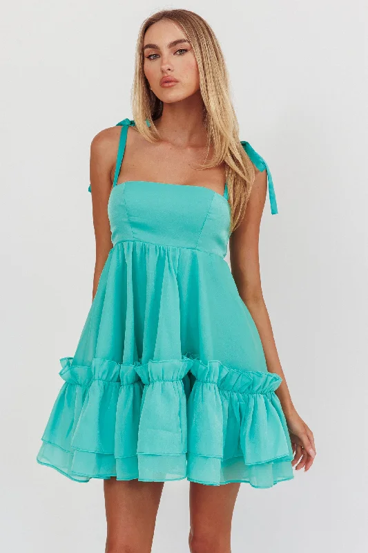 Women's Formal Apparel The Good Stuff Dream Chaser Frill Hem Babydoll Dress Green