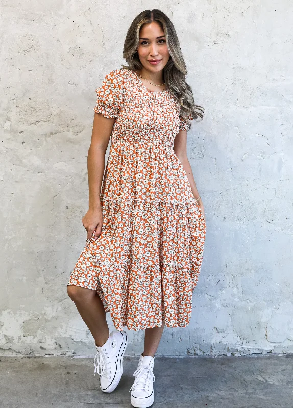 Women's Activewear Apparel Effortless Style, Endless Impact McCall modest midi in orange daisy