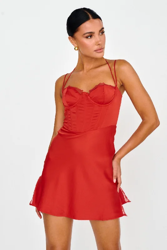 Tailored Clothing For Women Gift Ideas Wishing On A Star Bustier Mini Dress Red