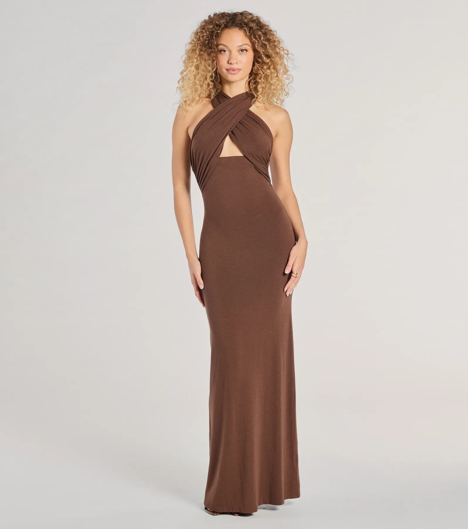 Women's Clothes Modern Fashion Sale Chic Update Convertible Ruched Long Dress