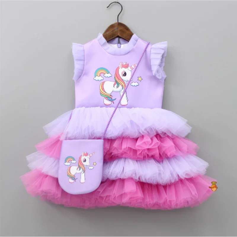 Women's Charming Outfit For Events Trend Alert Purple Rainbow Unicorn Dress