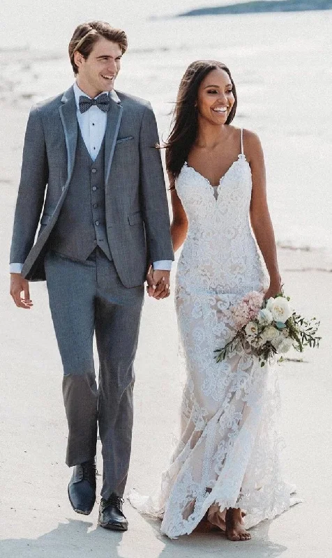 Women's Elegant Formal Outfit Daily Deals Fitted Spaghetti Straps Lace Champagne Wedding Dress