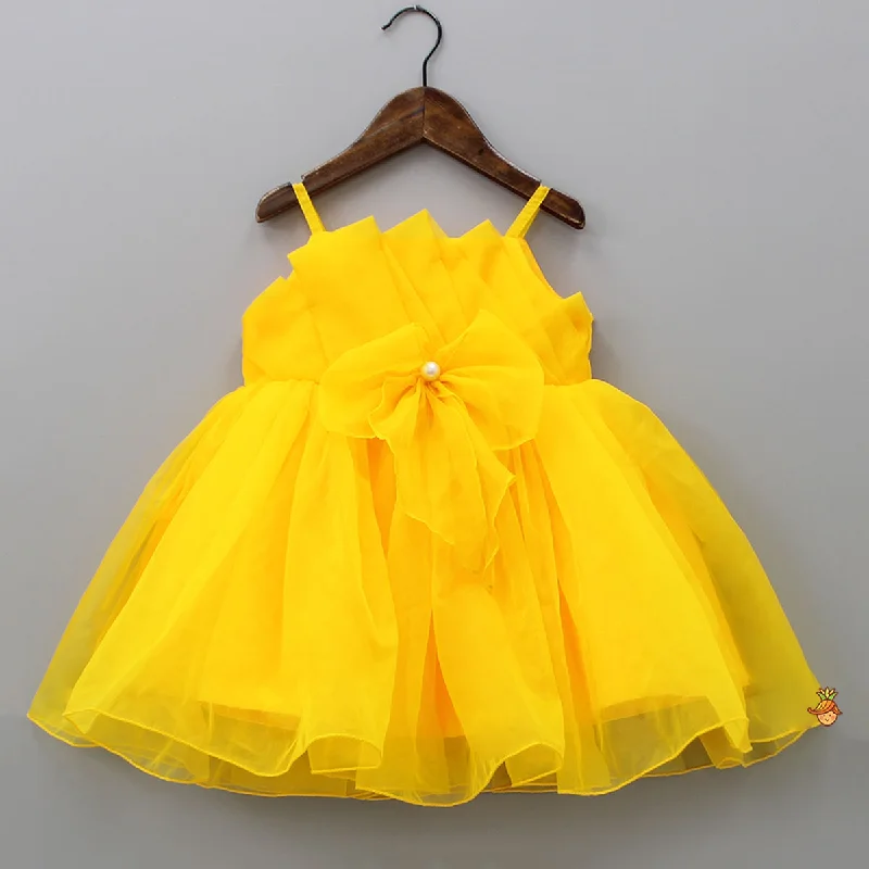 Women's Clothes Hot Sale Spaghetti Straps Sleeveless Organza Yellow Dress