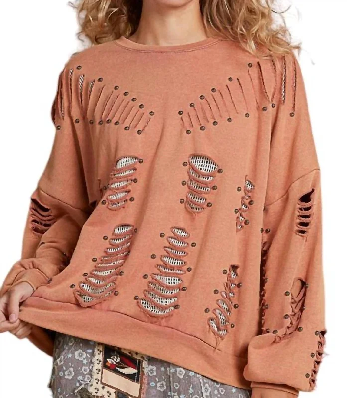 Affordable Fashion Clothing For Women Elegant Style Netty Pullover In Orange