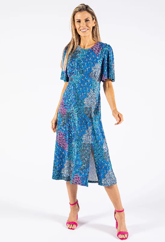 Women's Elegant Outfit Latest Fashion Peacock Print Dress