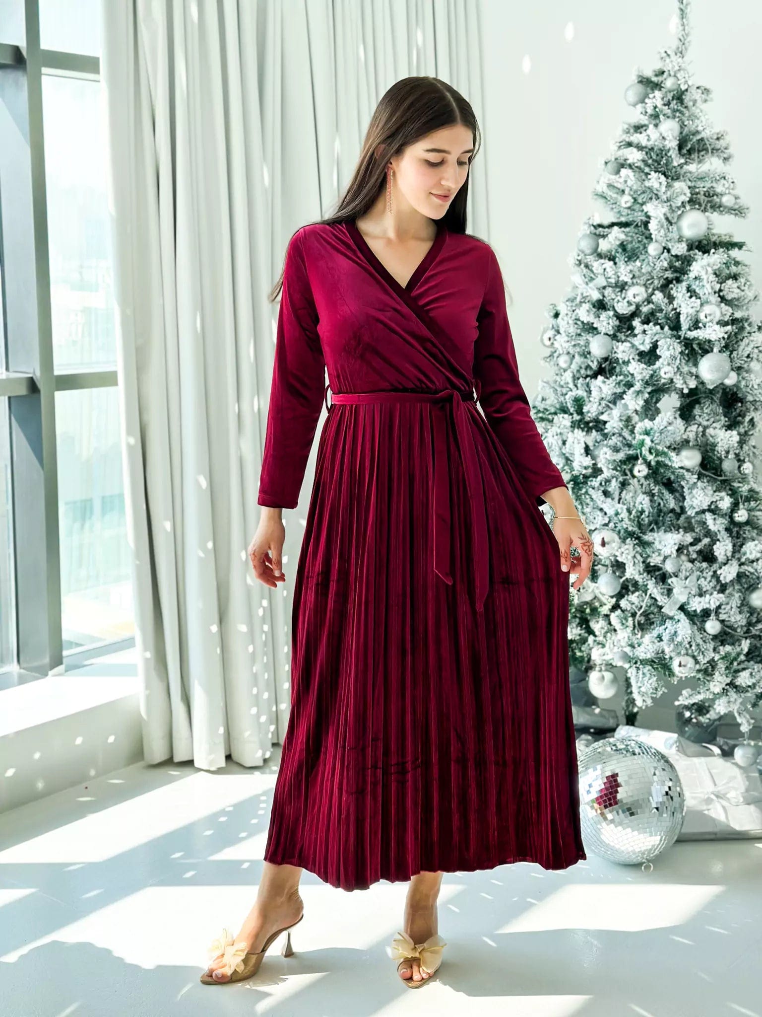 Women's Loungewear Clothes Limited Time Special Offer Promise - Plum Velvet Dress with Long Sleeves (Pleated) Women's Loungewear Clothes Limited Time Special Offer Promise - Plum Velvet Dress with Long Sleeves (Pleated)