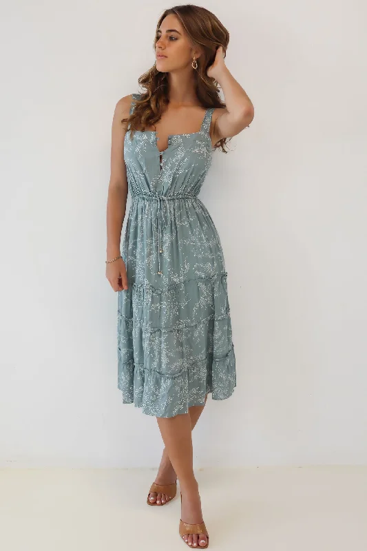 Formal Garments For Women Huge Price Cut Ira Midi Dress - Sage Floral