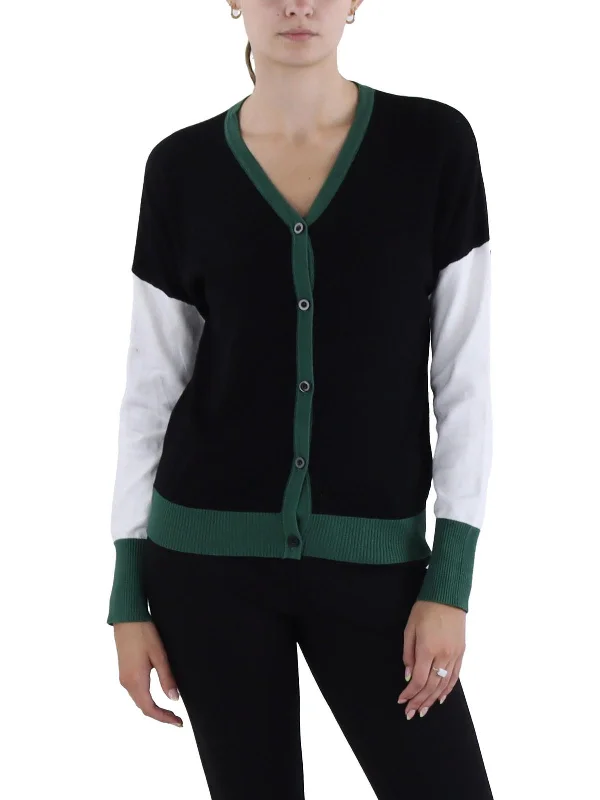 Trendy Athleisure Clothing For Women Seasonal Picks Womens Contrast Trim Colorblock Cardigan Sweater