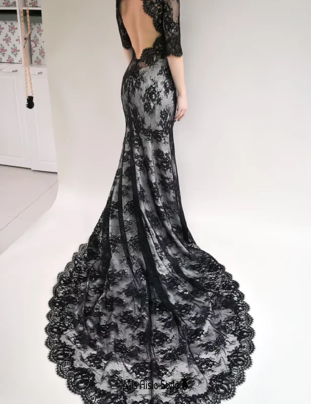 Women's Trendy Activewear Apparel Hot Brand Discounts Mermaid Half Sleeve White and Black Wedding Dress Women's Trendy Activewear Apparel Hot Brand Discounts Mermaid Half Sleeve White and Black Wedding Dress