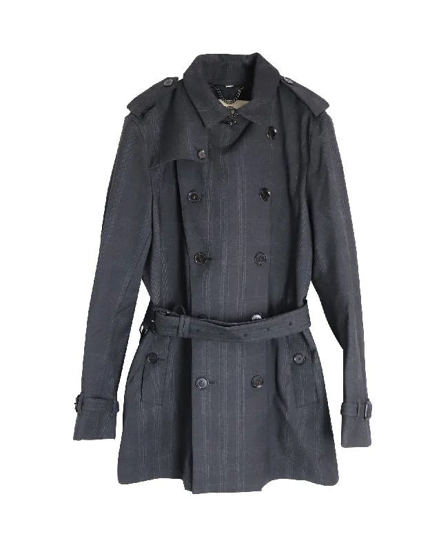 Women's Clothing For Holiday Travel Burberry Double-Breasted Coat in Grey Cotton