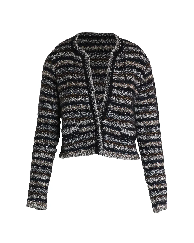 Women's Outerwear Garments Isabel Marant Striped Plunge Neckline Sweater in Multicolor Wool