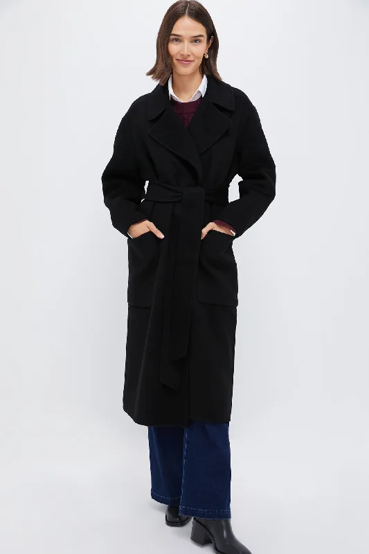 Comfortable Women's Clothing Black Wool Trinity Coat