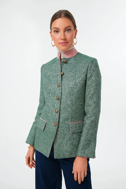 Women's Functional Outdoor Garments Green Linen Camille Tale Jacket