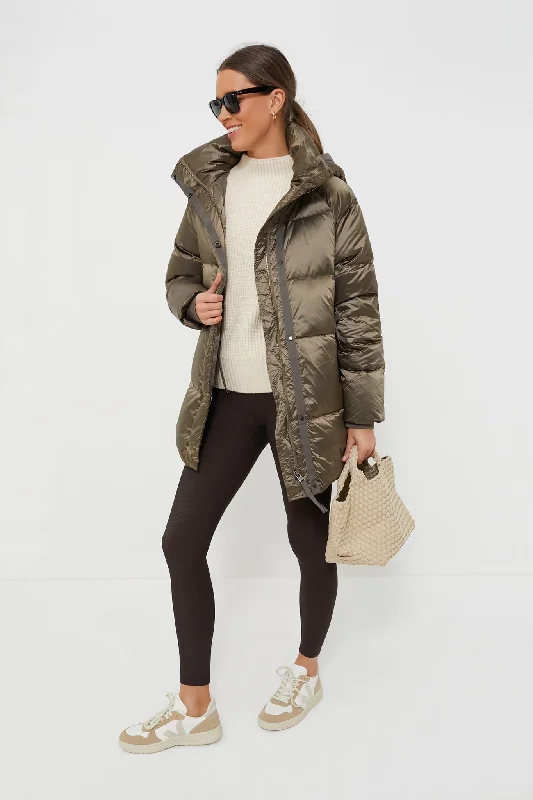 Affordable Luxury Women's Garments Brushed Olive Metallic Canton Down Jacket