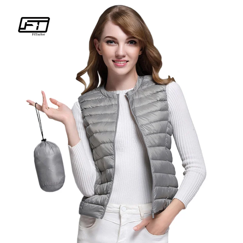 Women's Vacation Outfit Set Fitaylor New Women 90% White Duck Down Vest Women Ultra Light Duck Down Vest Jacket Autumn Winter Round Collar Sleeveless Coat