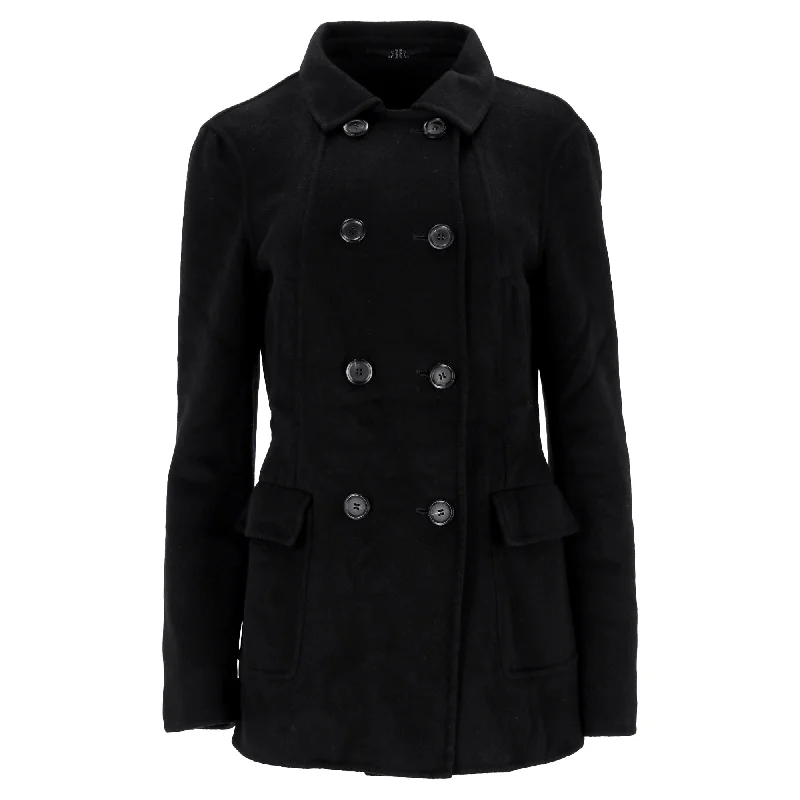 Elegant Clothing For Women Boss Double-Breasted Coat in Black Wool