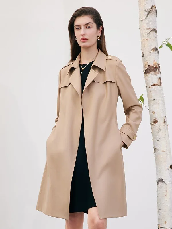 Unbeatable Discounts On The Latest Fashion Trends Worsted Woolen Women Trench Coat With Belt