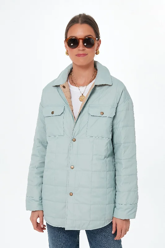 Women's Outfit For The Office Pastel Blue Reversible Cloud Puffer Jacket